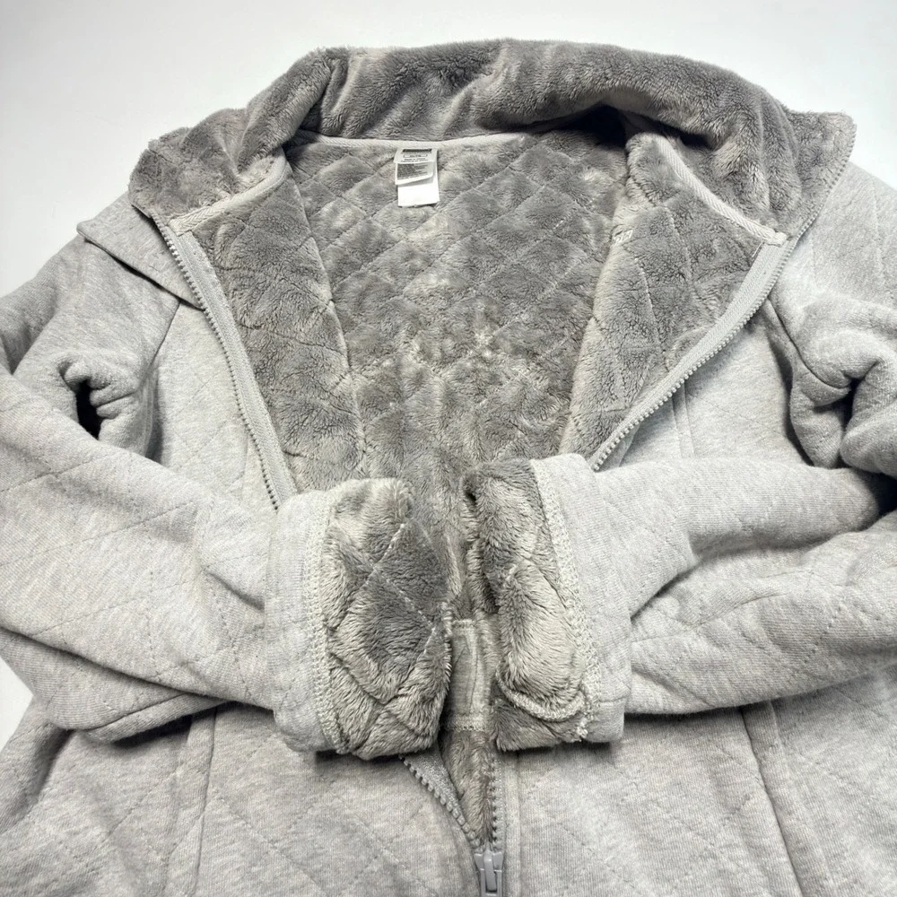 The North Face‎ Women's Quilted Fleece Coat XL Gray Faux Fur Lined Jacket